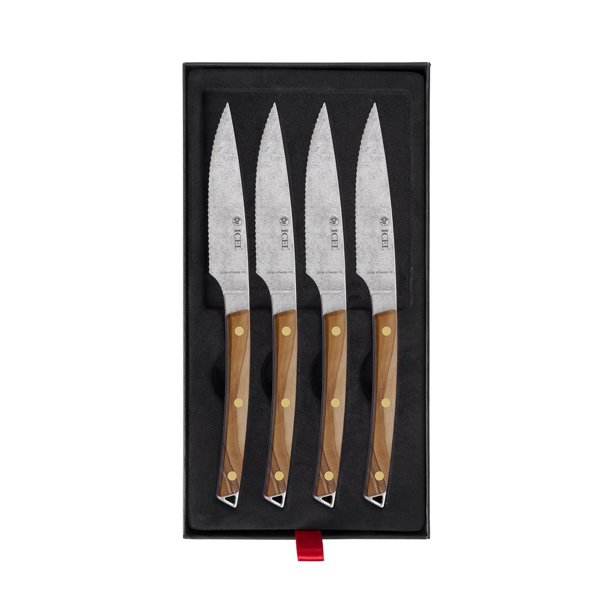 Conjunto para carne 4 peças, cabo de oliveira – mod. ST03