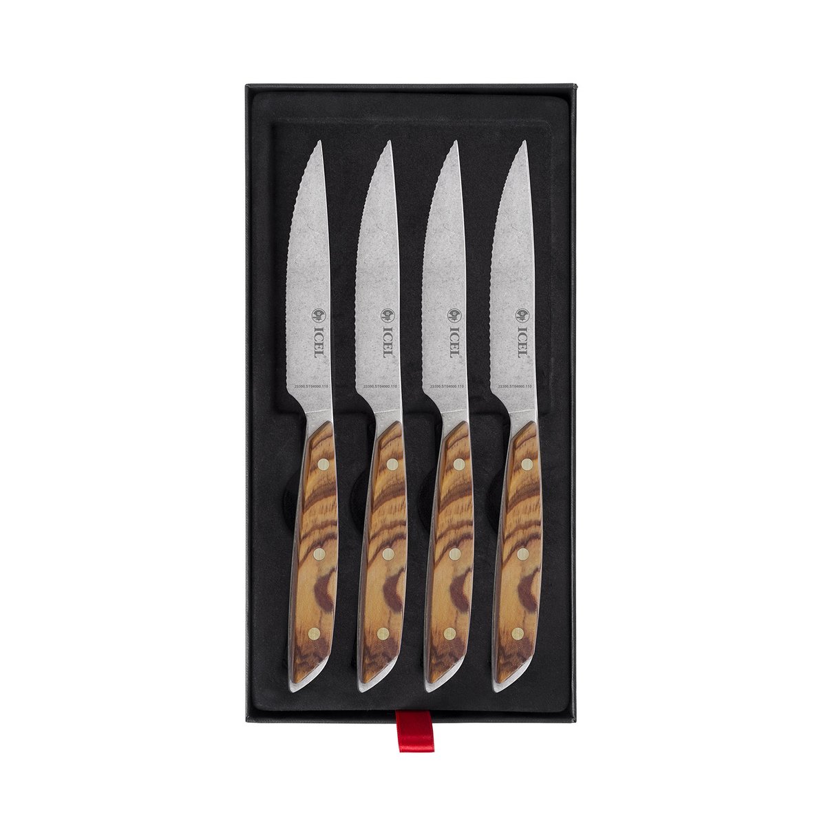 Conjunto para carne 4 peças, cabo de oliveira – mod. ST04