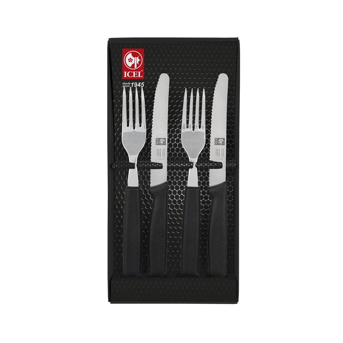 Conjunto para carne 4 peças, cabo preto