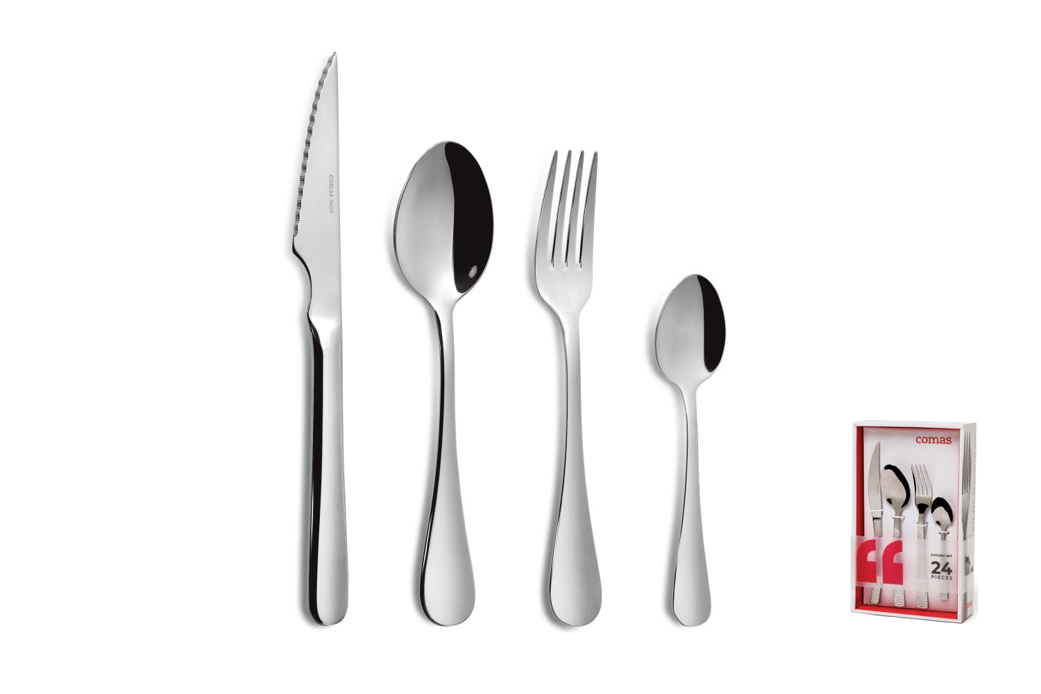 Faqueiro Sevilla S 18% com faca de bife, 24 peças
