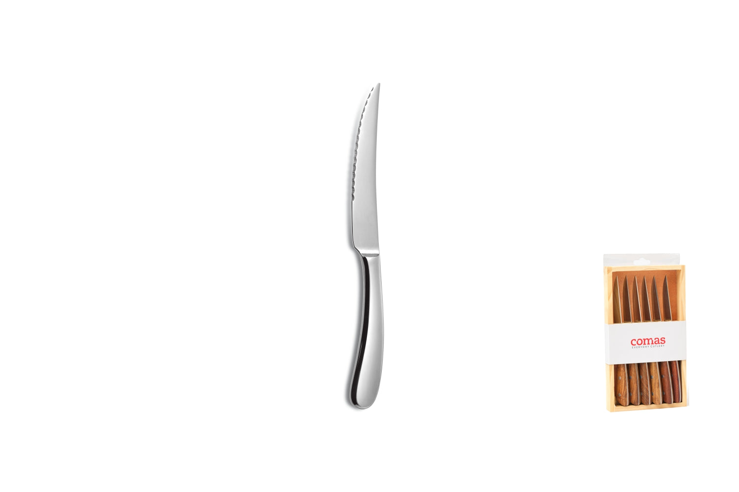 Estojo de madeira com 6 facas de bife Sutil
