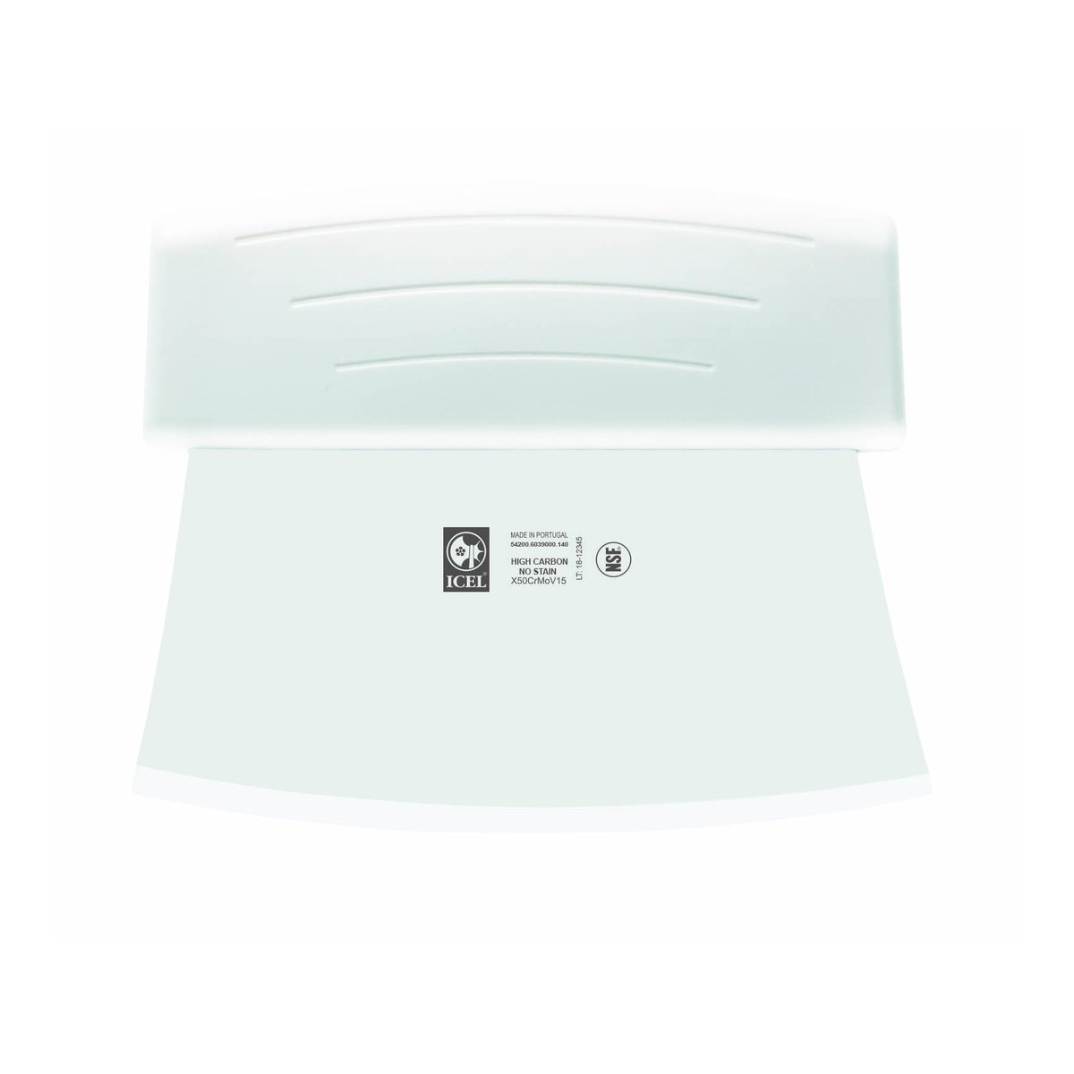 Raspadeira curva 14 cm, cabo branco