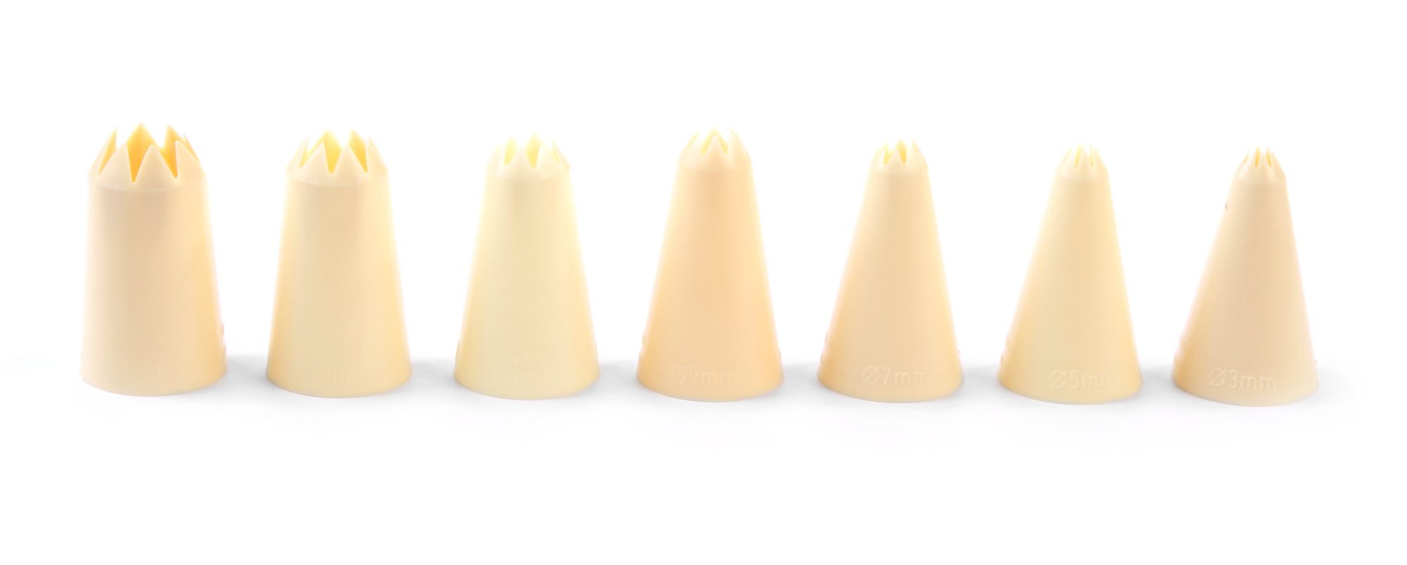 Bicos de confeitar serrilhados PP Ø3-15 mm