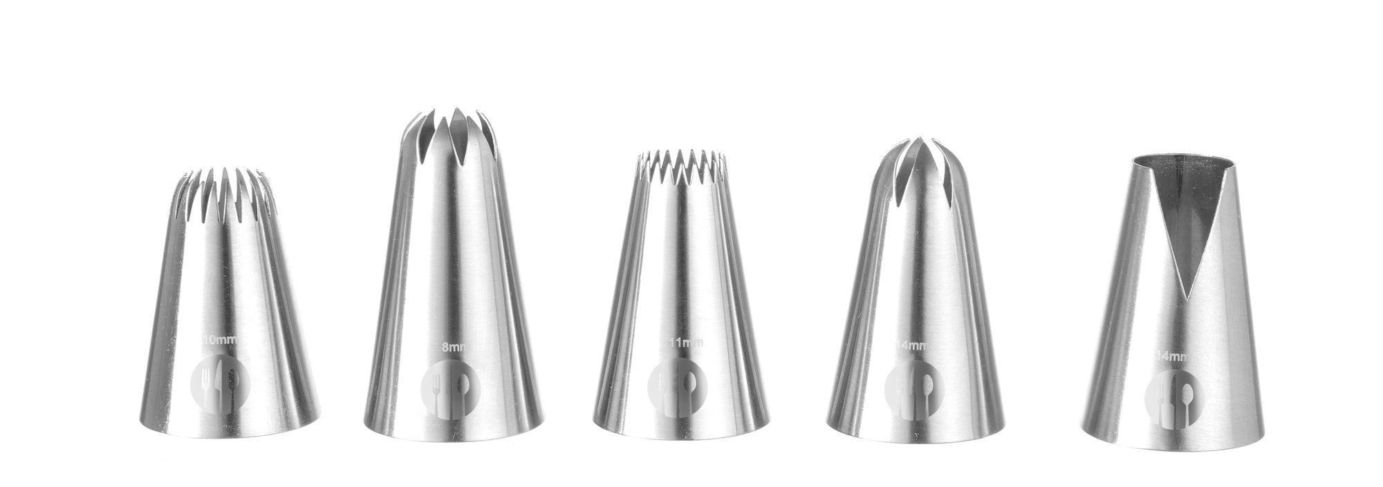 Bicos de confeitar flor e pétala inox – conjunto de 5 peças