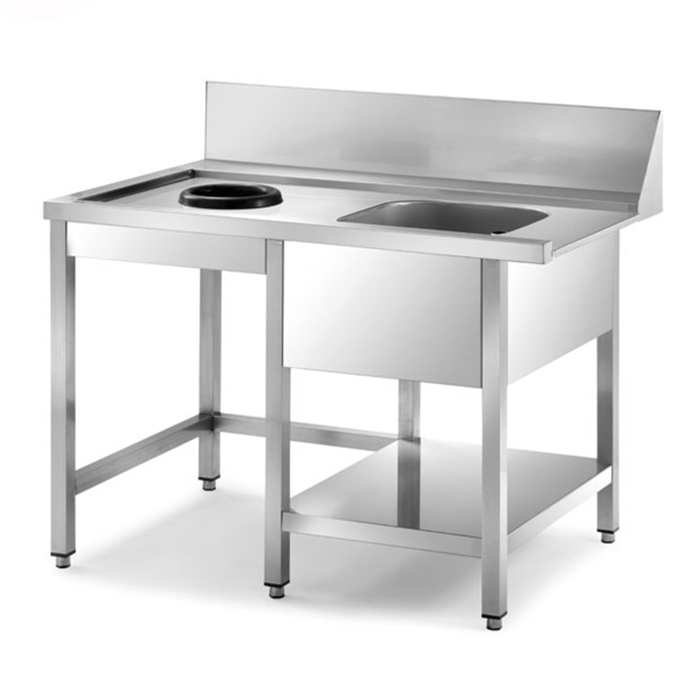 Mesa pré-lavagem direita sem esvaziamento MPD-1500 L (1500 x 750 x 850 mm)