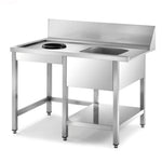 Mesa pré-lavagem esquerda sem esvaziamento MPI-1500 L (1500 x 750 x 850 mm)