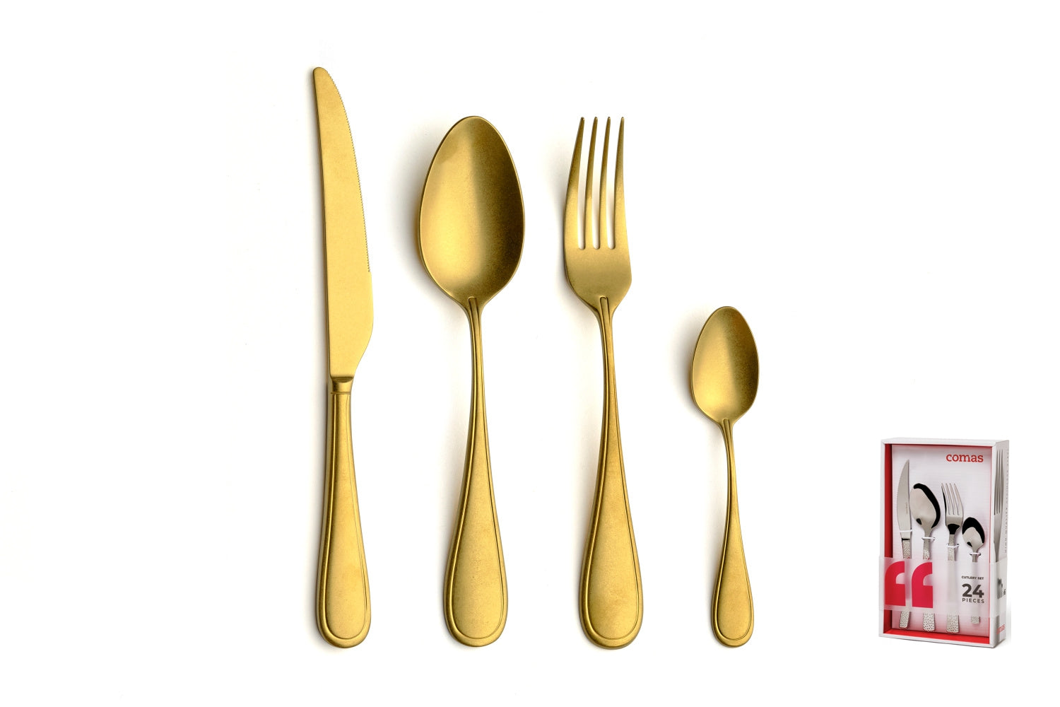 Faqueiro Contour Vintage dourado 18/10, 24 peças