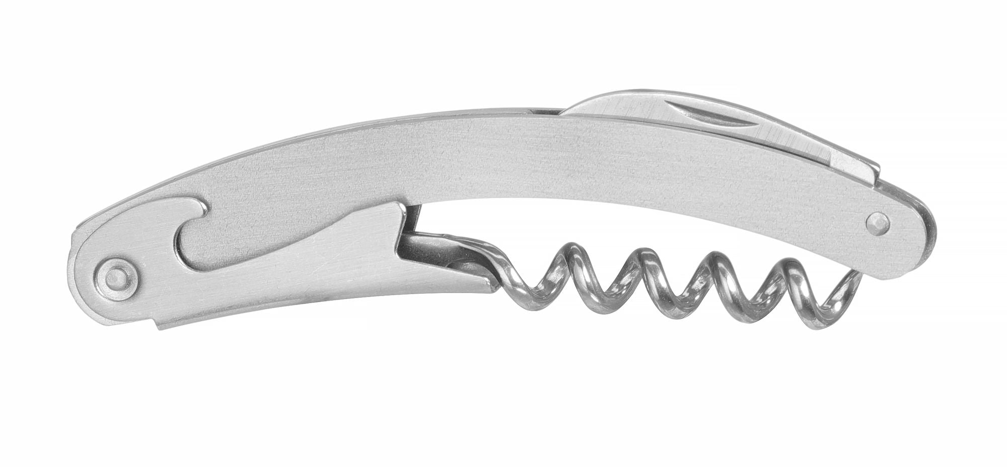 Saca-rolhas de garçom curvo inox 110 mm 3 funções