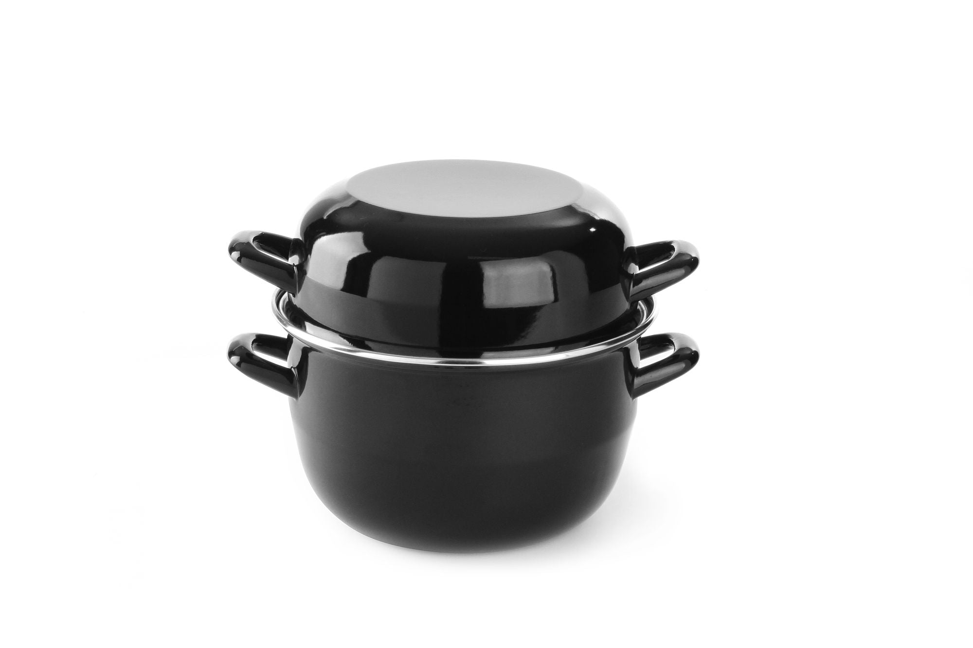 Tacho de mexilhões esmaltado preto 3,4 l