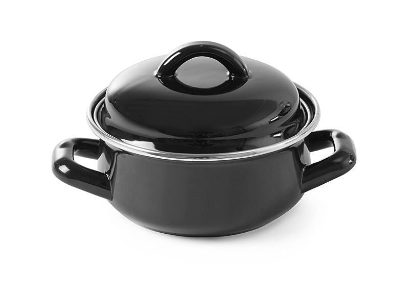 Tacho de sopa e molho esmaltado preto 0,8 l