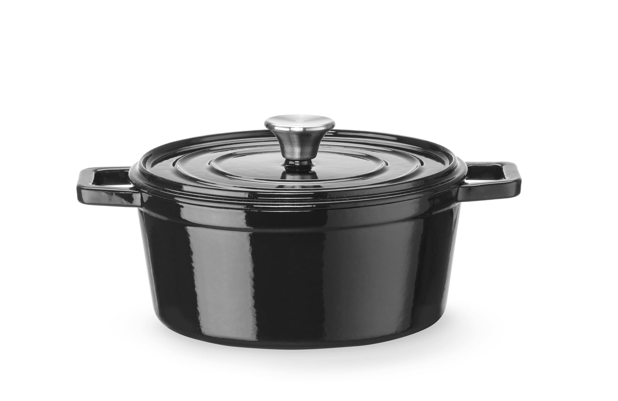 Caçarola de ferro fundido esmaltado 3,77 l preta
