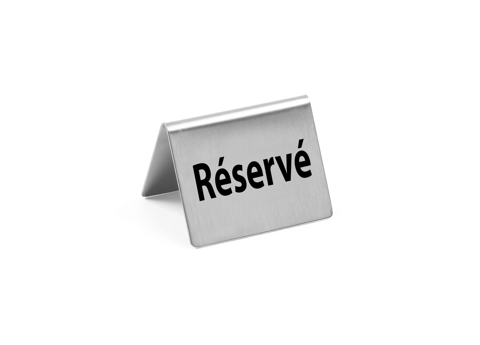 Placa de mesa "Réservé" inox – 4 unidades
