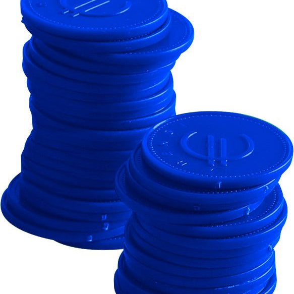 Fichas redondas azuis em ABS – 100 unidades