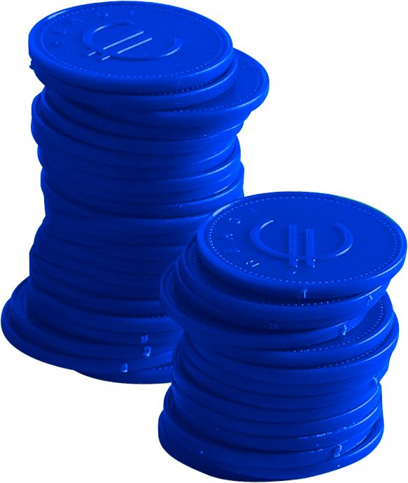 Fichas redondas azuis em ABS – 100 unidades