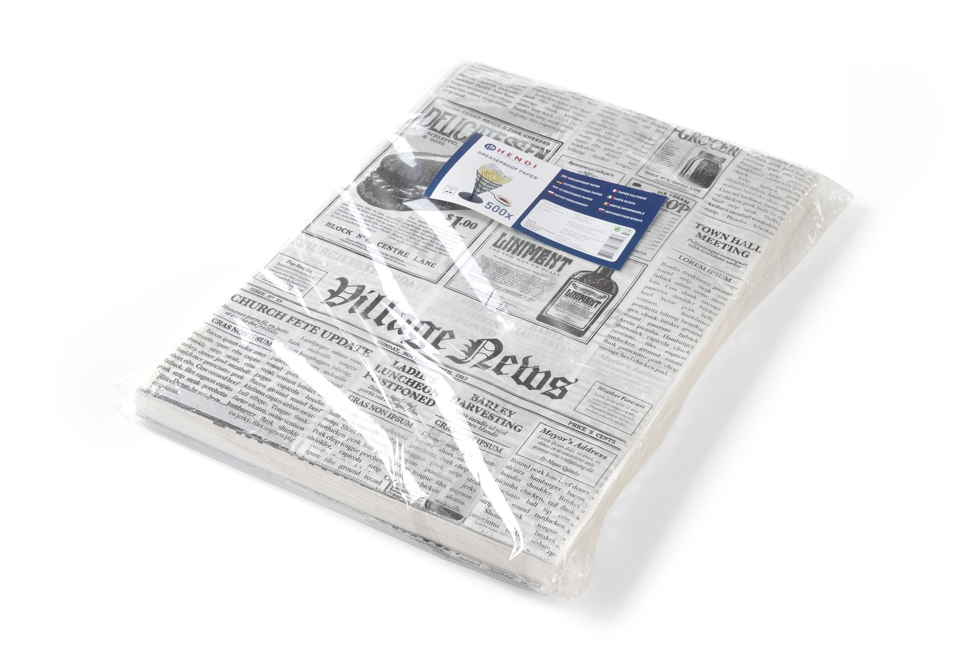 Papel vegetal estampado jornal 250x350 mm – 500 unidades