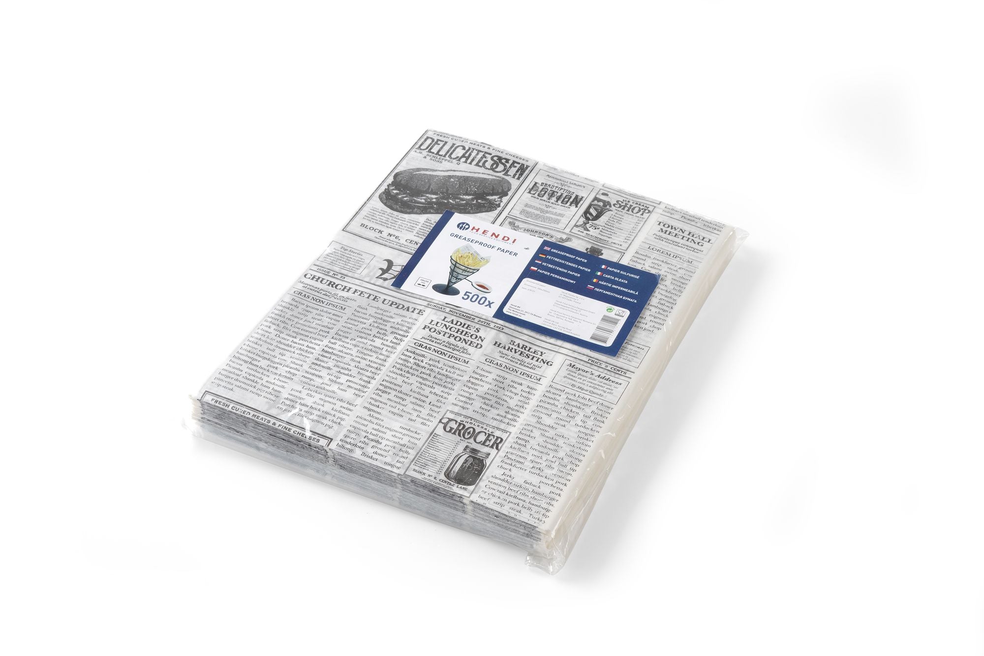 Papel vegetal estampado jornal 250x200 mm – 500 unidades