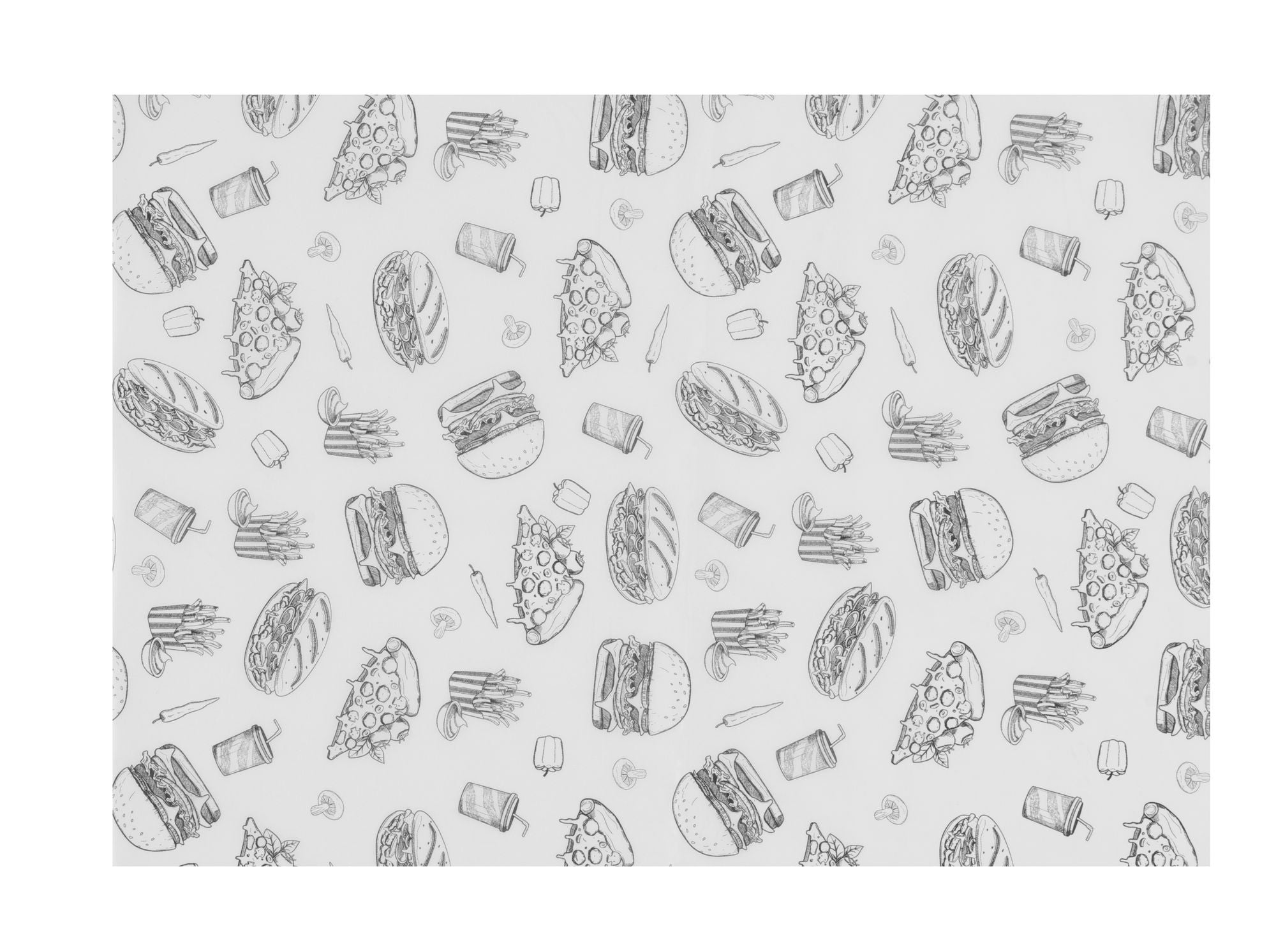 Papel vegetal padrão Fast Food 250x350 mm – 500 unidades