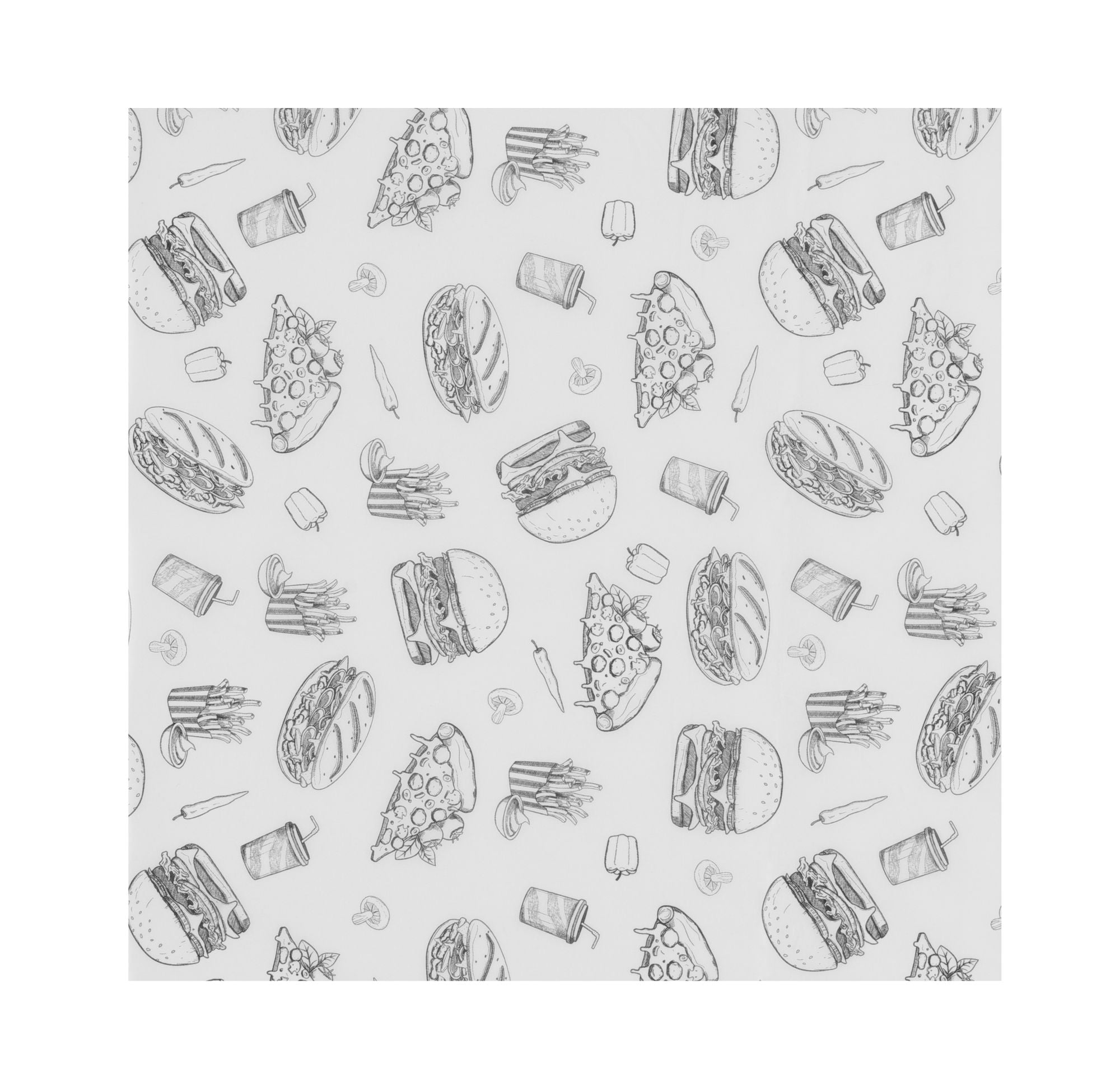Papel vegetal padrão Fast Food 305x305 mm – 500 unidades