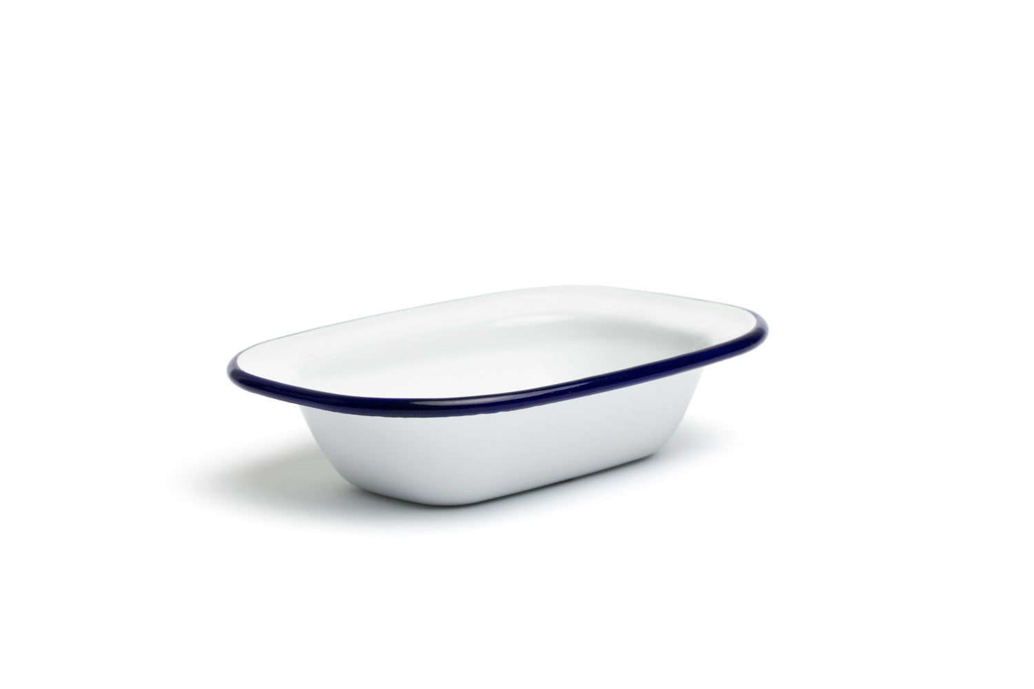 Taça retangular Peltre branca/azul 16cm
