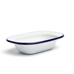 Taça retangular Peltre branca/azul 16cm