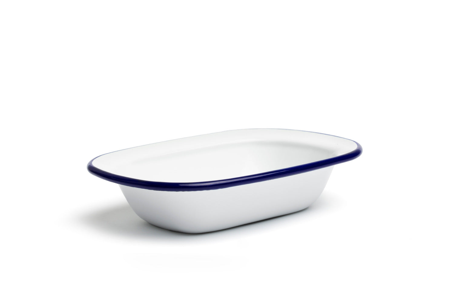 Taça retangular Peltre branca/azul 18cm