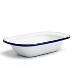 Taça retangular Peltre branca/azul 18cm