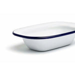Taça retangular Peltre branca/azul 20cm
