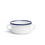 Caçarola Peltre branca/azul com 2 asas Ø10cm