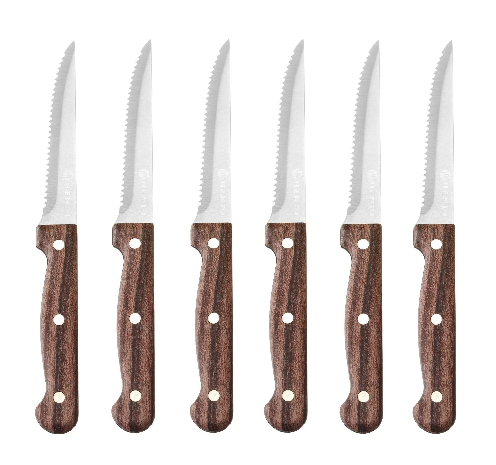 Faca de bife Profi Line inox cabo de madeira – 6 unidades