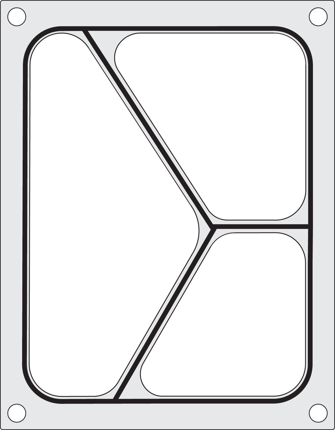 Matriz para seladora de tabuleiros 3 divisões 227x178 mm