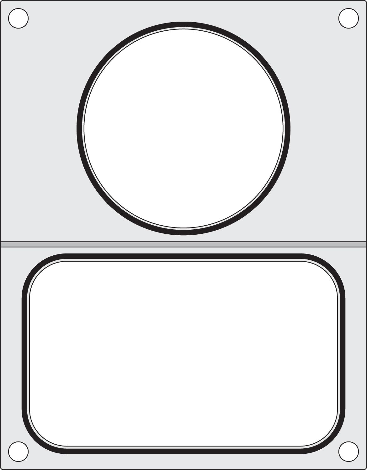 Matriz para seladora de tabuleiros 178x113 mm + Ø115 mm