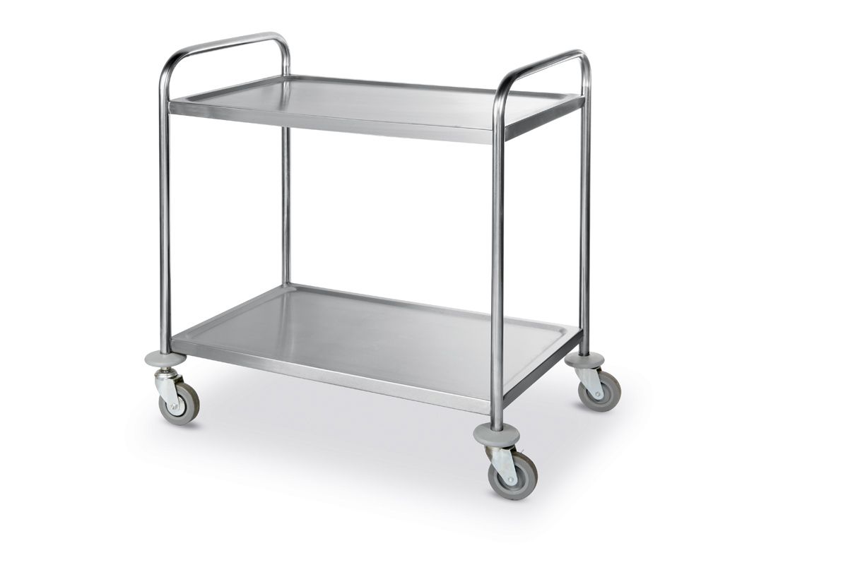 Carrinho de serviço inox 2 prateleiras 905x585x945 mm