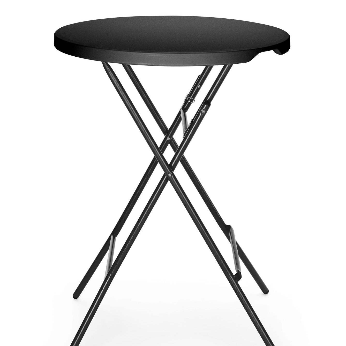 Mesa de bar redonda preta dobrável HDPE Ø800x1100 mm