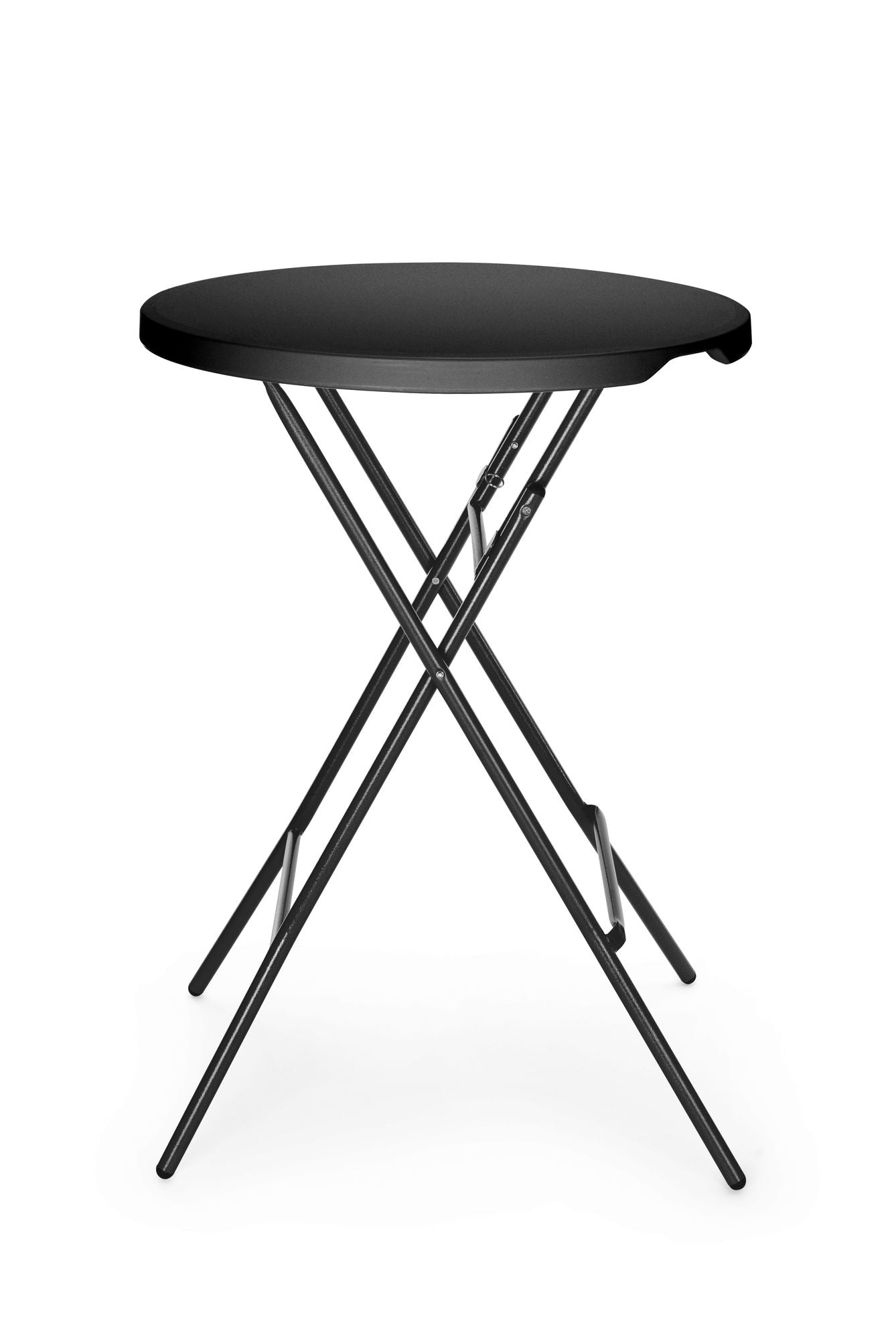 Mesa de bar redonda preta dobrável HDPE Ø800x1100 mm