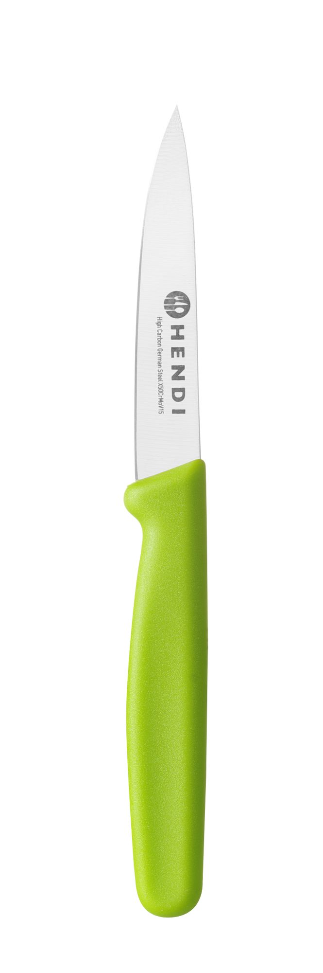 Faca de descascar bicuda verde 92/192 mm inox PP