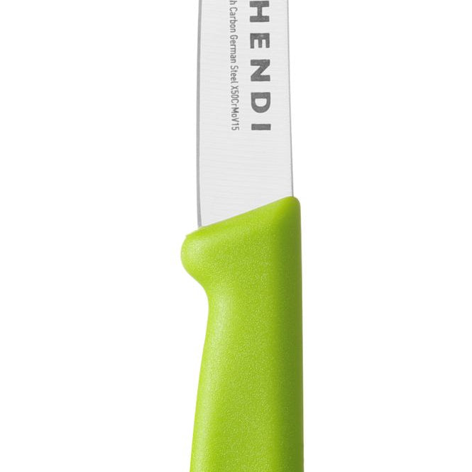 Faca de descascar bicuda verde 92/192 mm inox PP