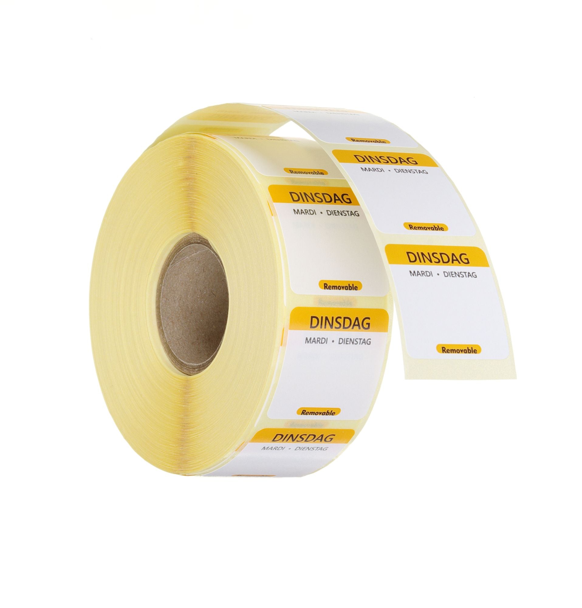 Etiqueta terça-feira NL-FR-DE reutilizável 25x25 mm rolo com 1000 unidades