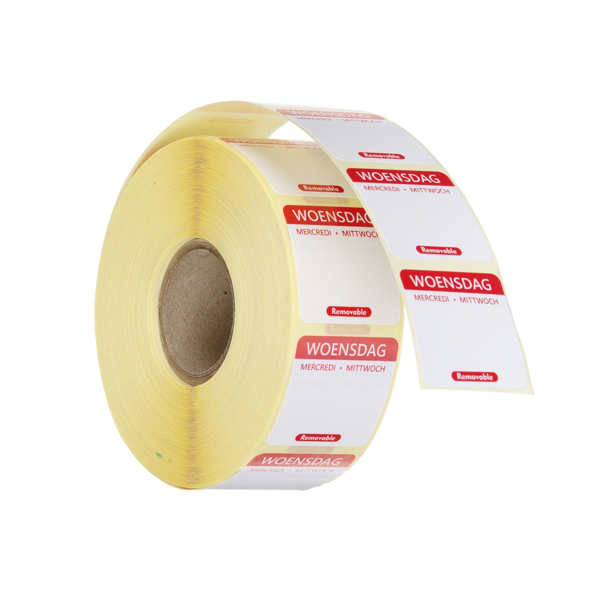 Etiqueta quarta-feira NL-FR-DE reutilizável 25x25 mm rolo com 1000 unidades