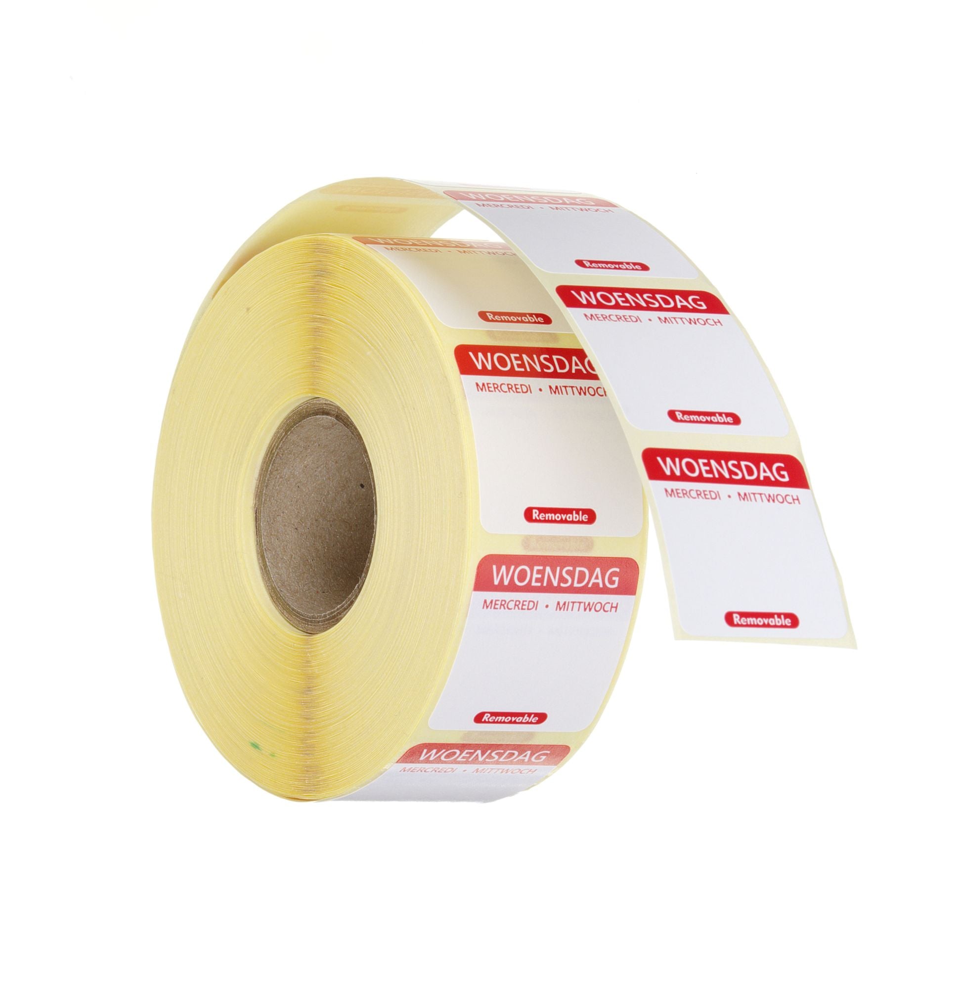 Etiqueta quarta-feira NL-FR-DE reutilizável 25x25 mm rolo com 1000 unidades