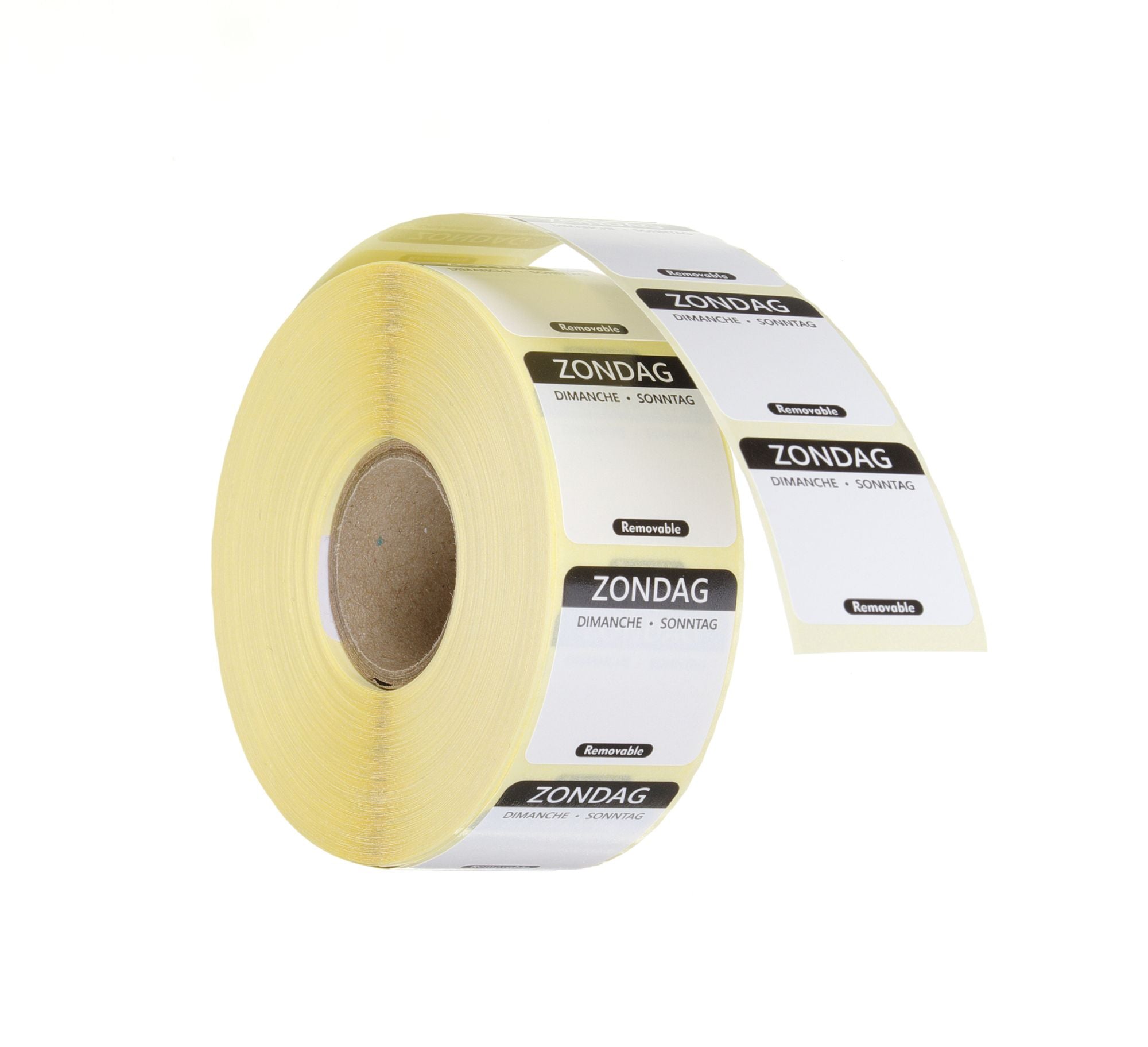 Etiqueta domingo NL-FR-DE reutilizável 25x25 mm rolo de 1000 unidades