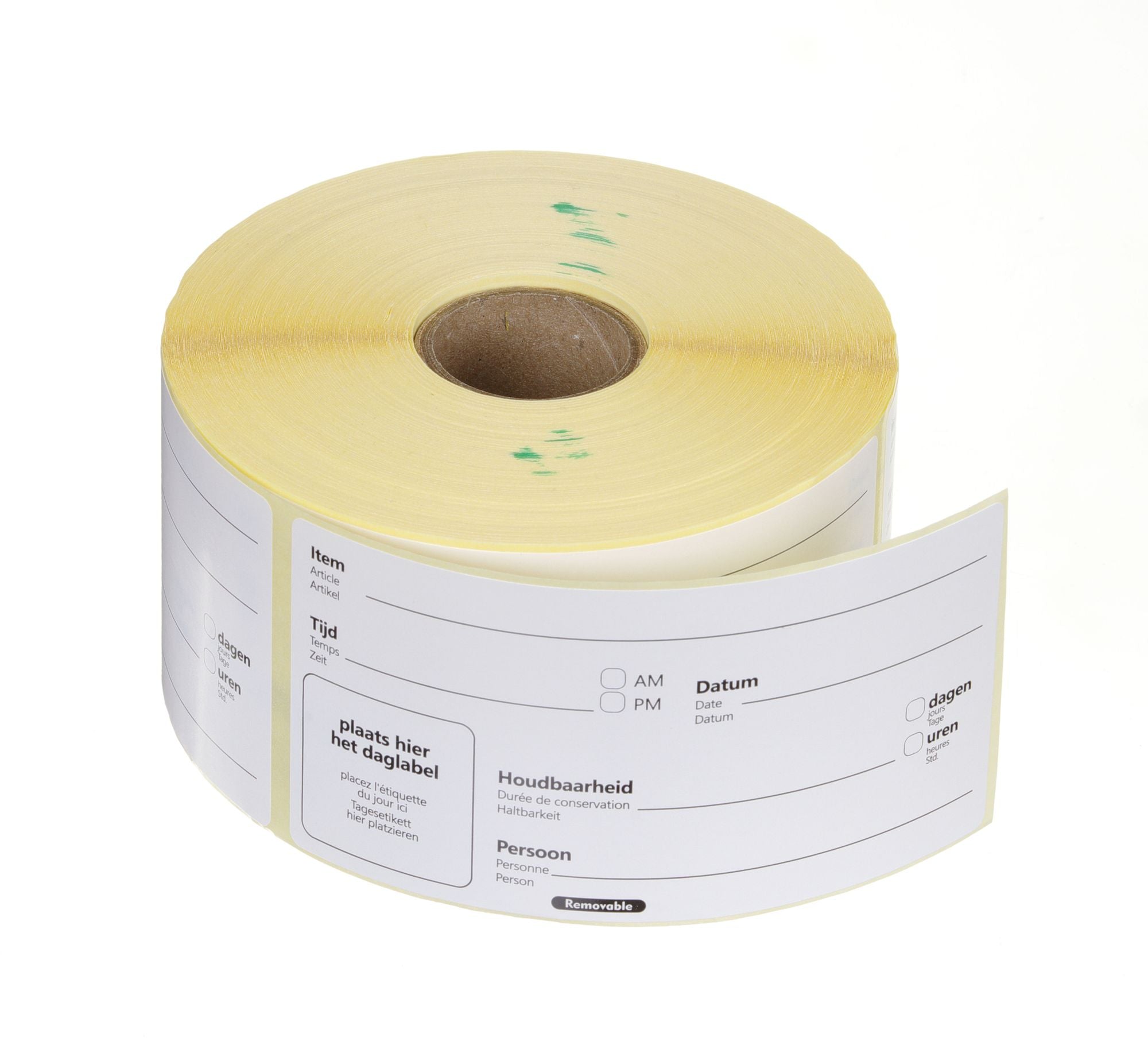 Etiqueta reutilizável USE BY NL-FR-DE Ø50 mm – 500 unidades
