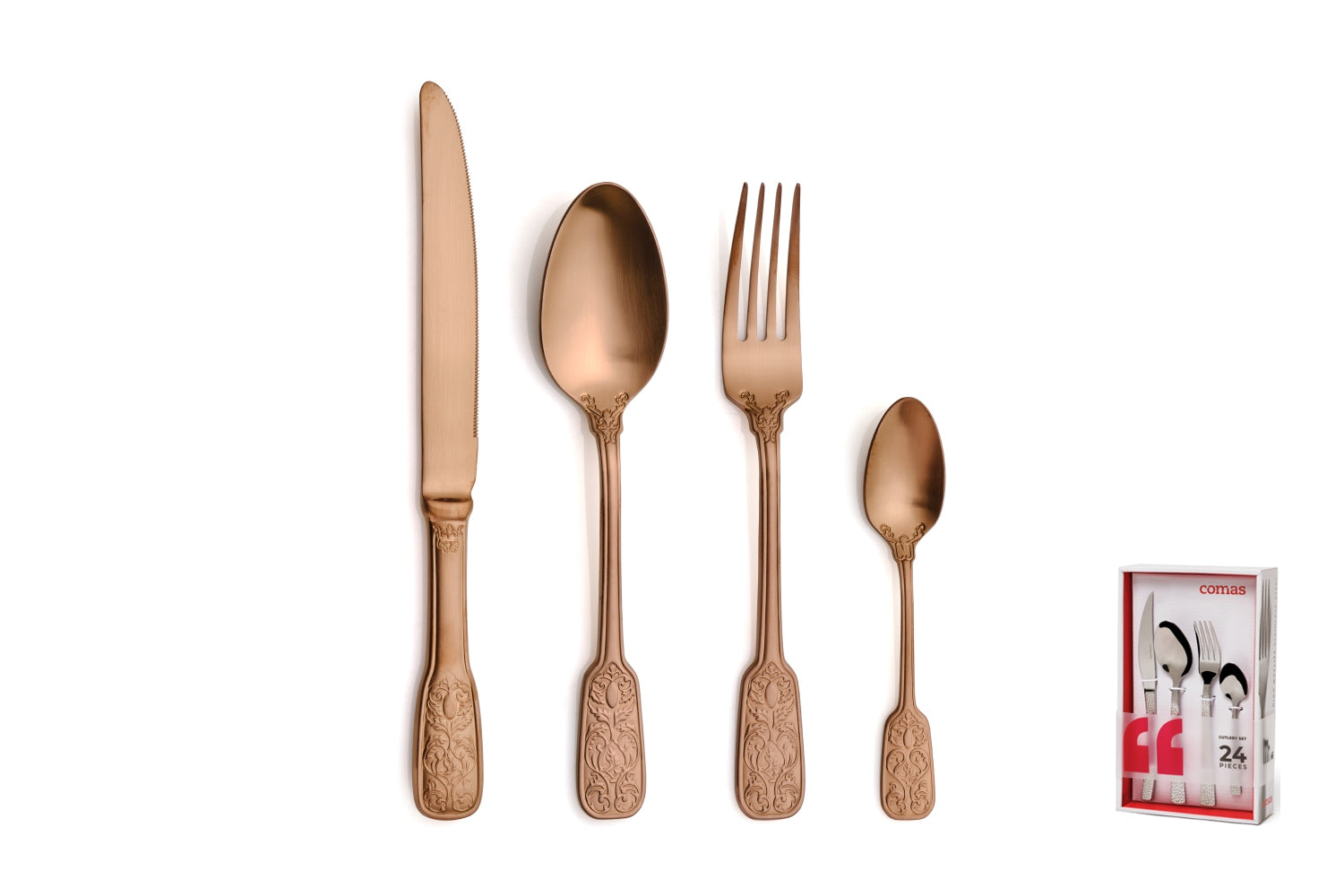 Faqueiro Versailles Satin cobre 3,5mm 18/10, 24 peças