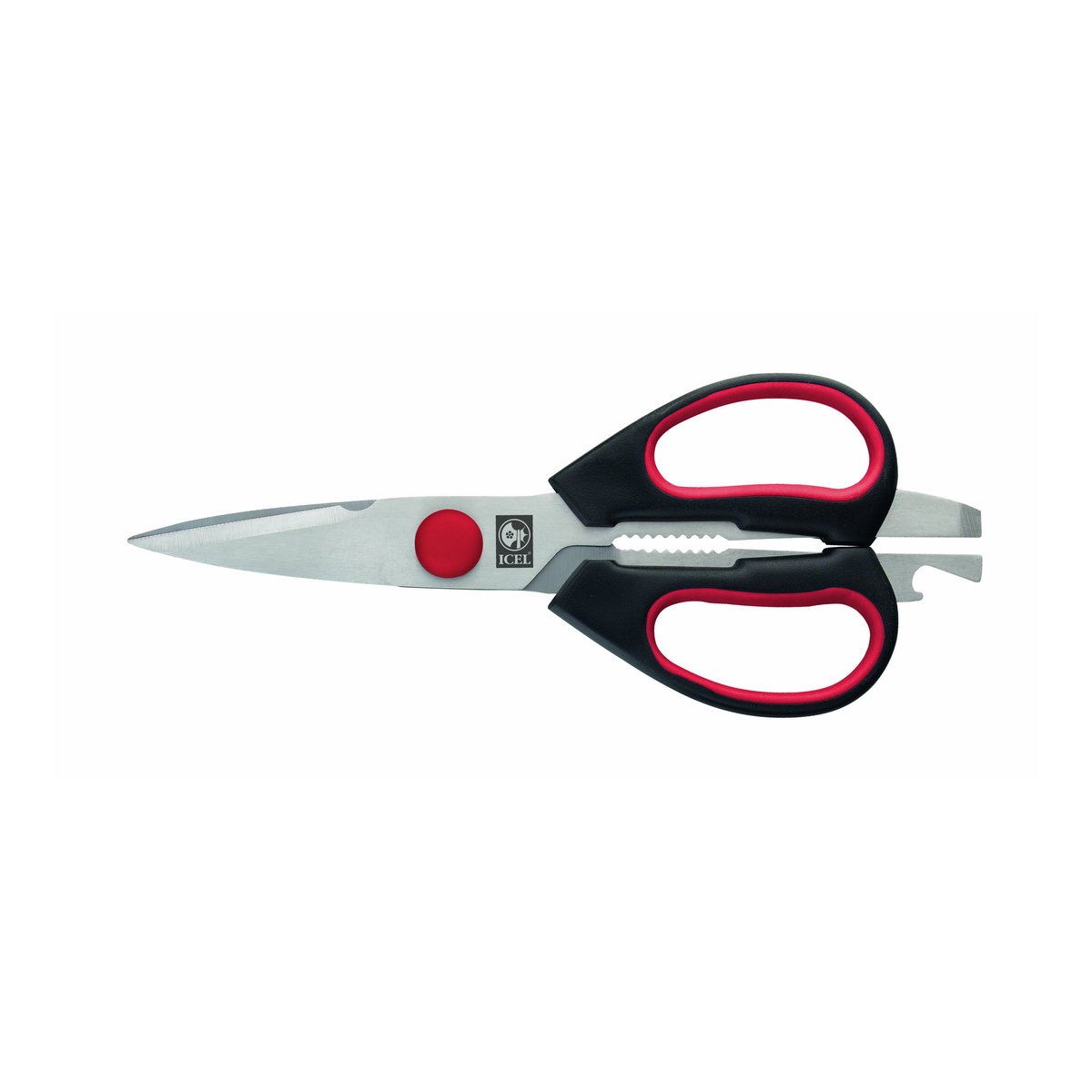 Tesoura de cozinha multiusos 21 cm, cabo vermelho