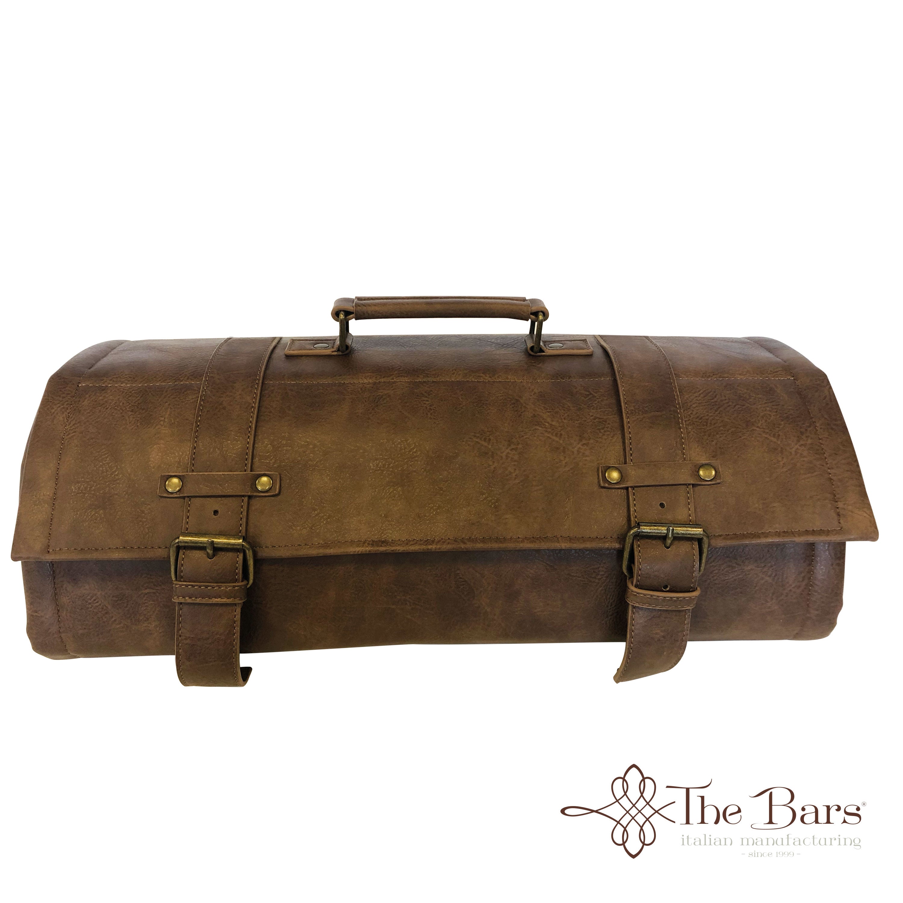 Estojo enrolável de bartender luxo castanho vintage