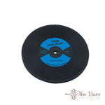 Base para copos disco de vinil etiqueta azul – 12 unidades