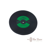 Base para copos em borracha disco de vinil verde – 12 unidades