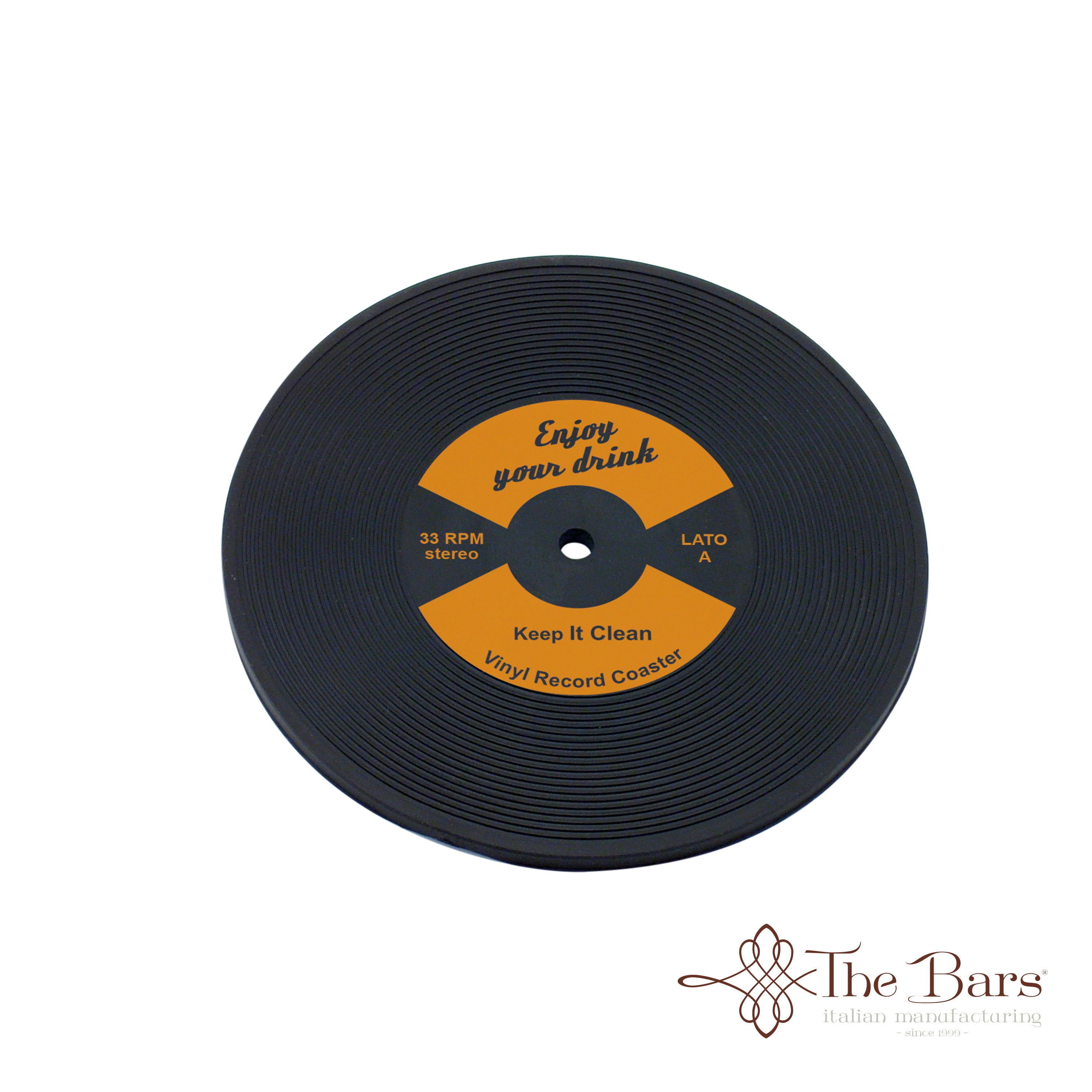 Base para copos em borracha disco de vinil laranja – 12 unidades