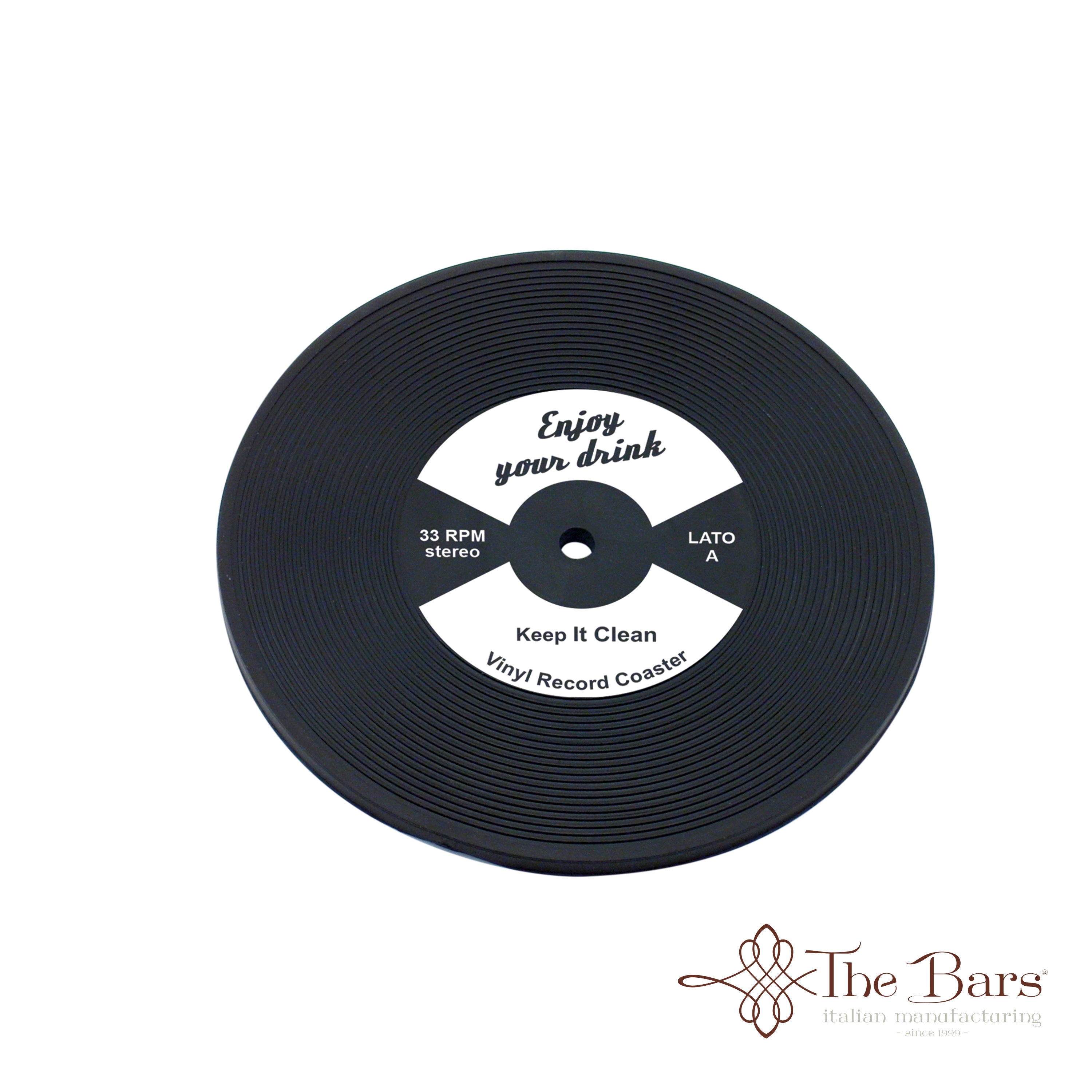 Base para copos em borracha disco de vinil branco – 12 unidades