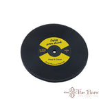 Base para copos em borracha disco de vinil amarelo – 12 unidades