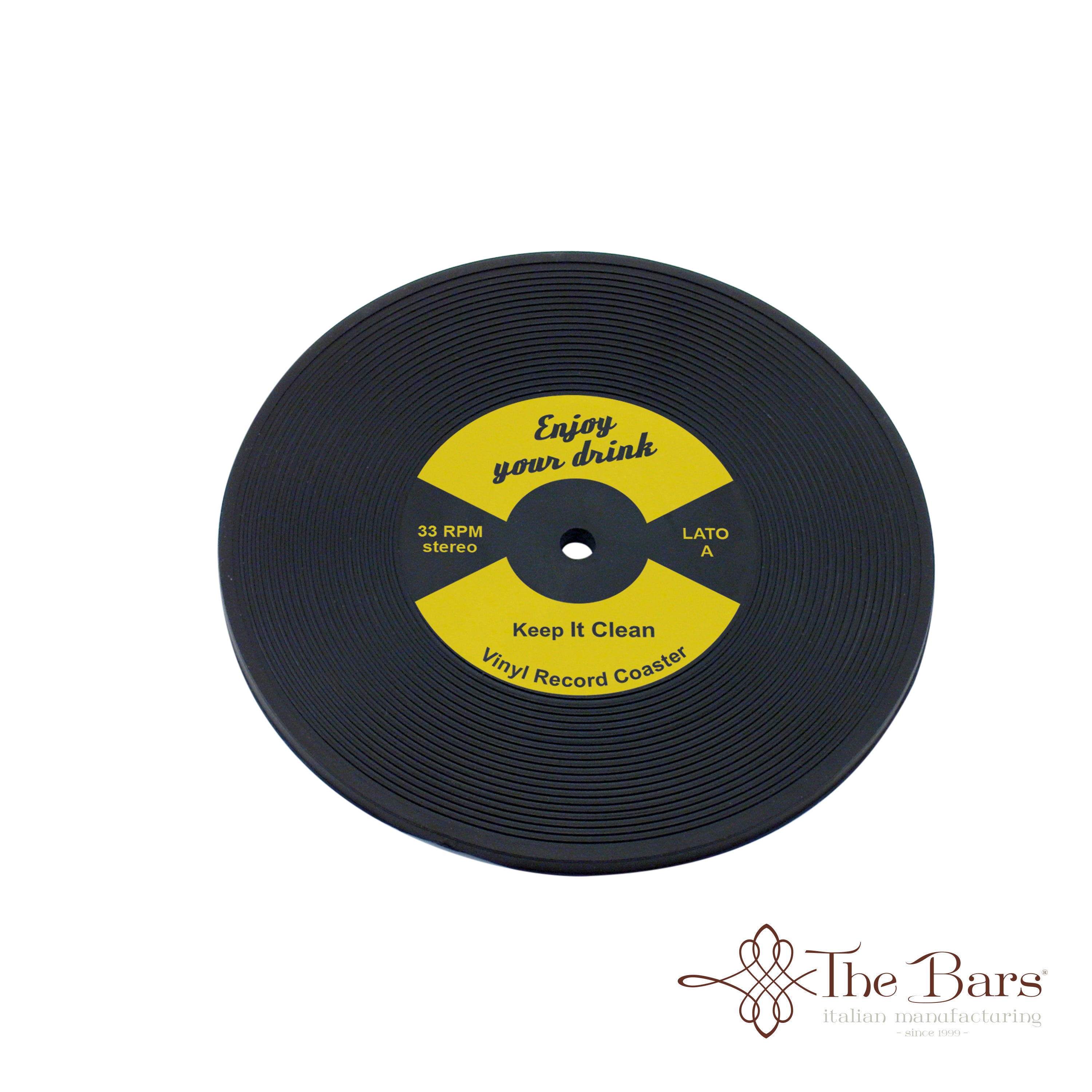 Base para copos em borracha disco de vinil amarelo – 12 unidades
